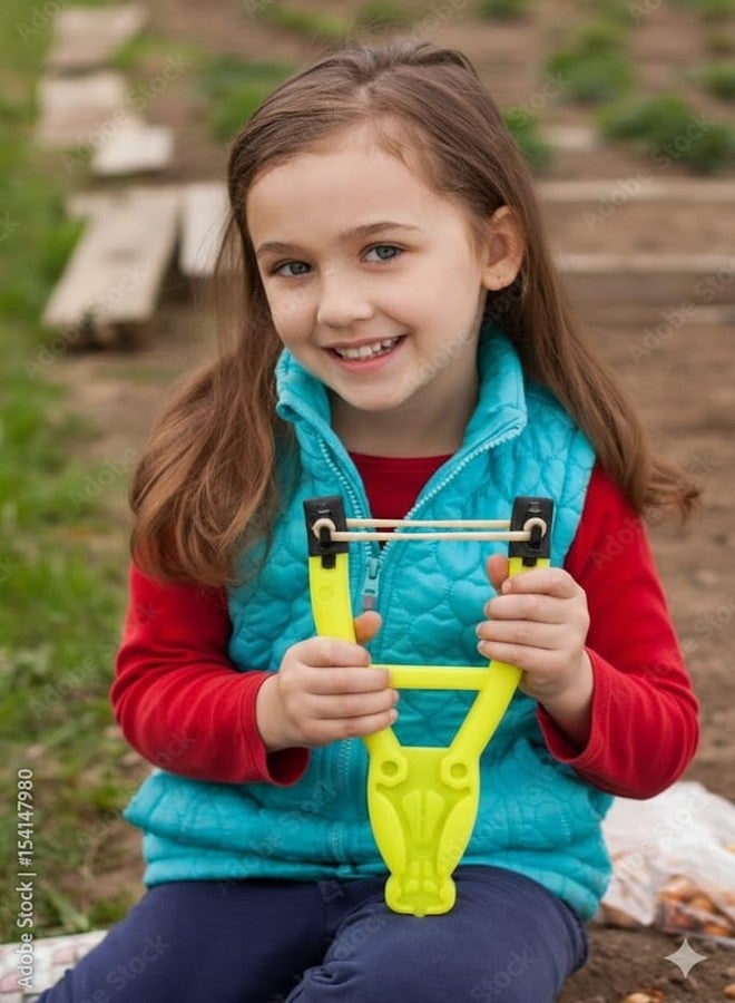 Kids Plastic Slingshot Toy with Elastic Rubber Bands, Multicolor Outdoor Catapult Shooting Toy, 4 Pieces, Ages 4 and Up - Image 3