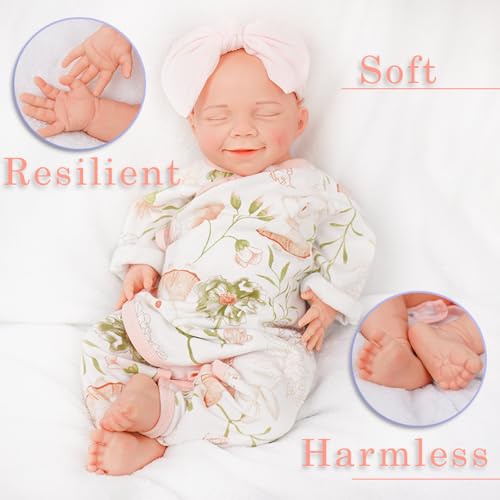 KUICEO Reborn Baby Dolls That Lifelike 17 inch Full Body Silicone Sleeping Baby Girl Handmade Face Realistic Body Details for Children Gift - Image 5