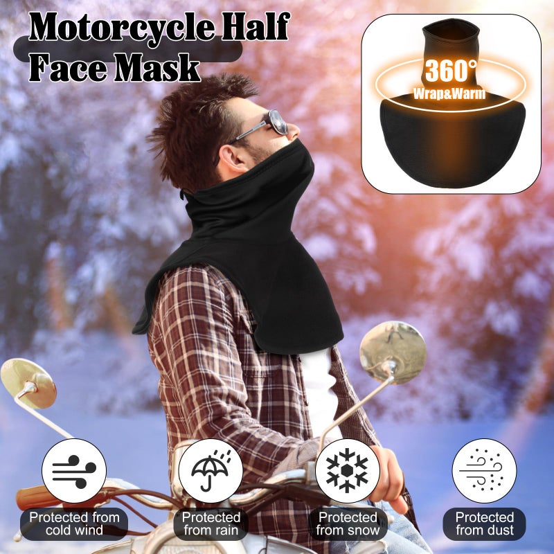 JaGely 2 PCS Motorcycle Neck Warmer Black Motorcycle Half Face Mask Ski Mask Neck Gaiter Winter Face Cover Scarf Windproof Neck Warmer for Men Women Cycling Skiing Fishing Hiking - Image 4