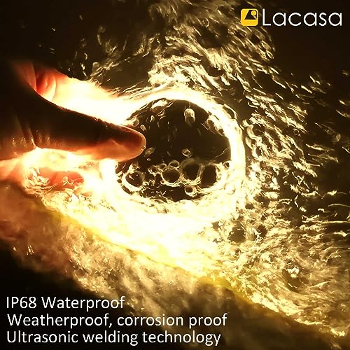 Lacasa 4-Pack Solar Deck Lights Outdoor Waterproof LED, Garden Step Lights Solar Powered Driveway Dock Lights Marine, Dusk to Dawn Lighting for Yard Patio Pathway, Round, Warm White - Image 5