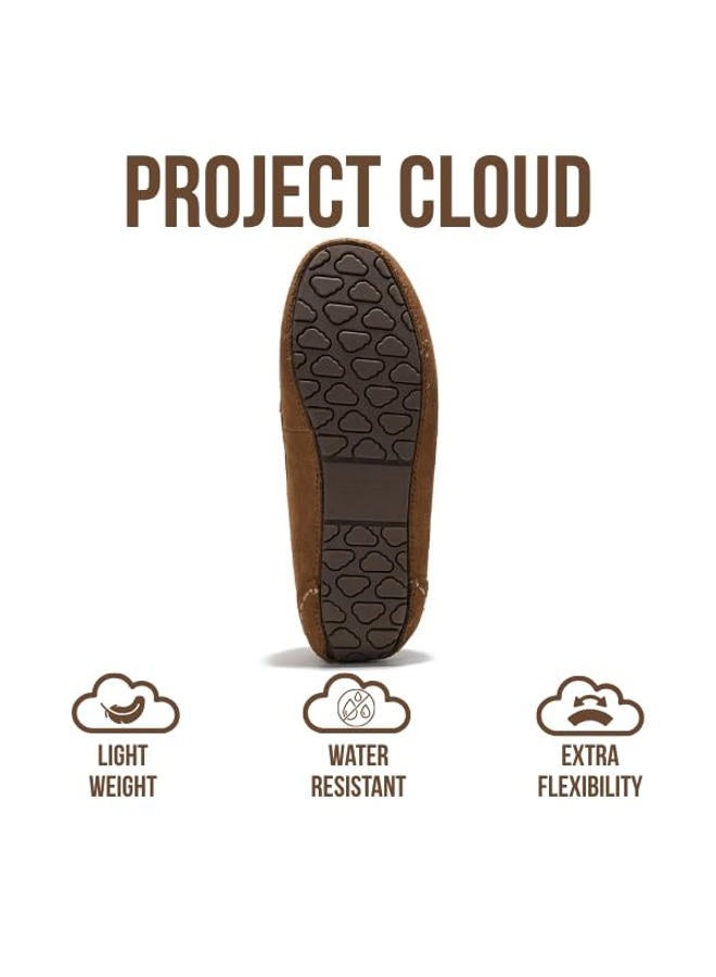 Project Cloud 100% Genuine Leather Slippers for Women - Fur Lined Outdoor Slippers for Women Footwear with Memory Foam - Stylish Womens Moccasin (Cathi), Chestnut, 11 - Image 5