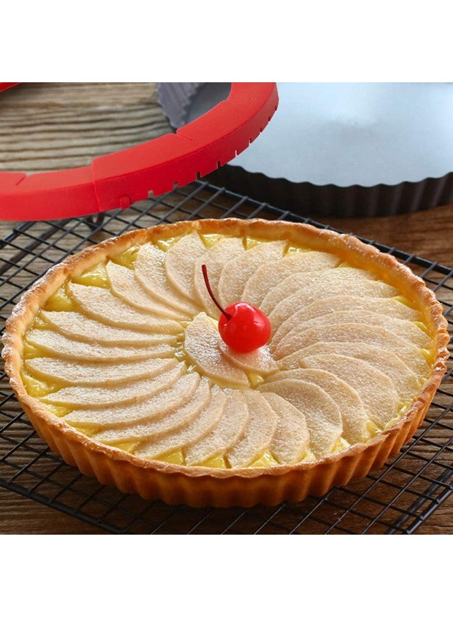 Webake درع واقي لقشرة الفطيرة من ويبيك قابل للتعديل يناسب صينية الفطيرة بحجم 11.5-9 بوصة، سيليكون من الدرجة الغذائية الأوروبية، اجتاز اختبار القرص، للحفلات والكيك والفطائر، عبوة من 2، أحمر ورمادي - Image 5