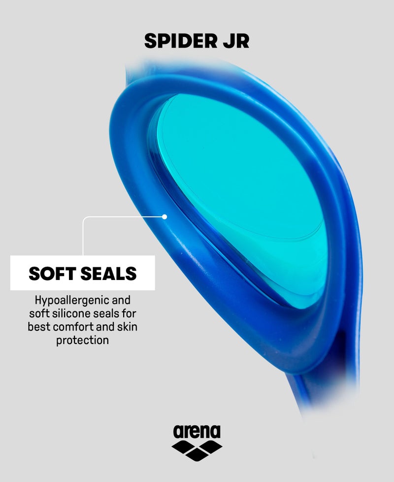 Arena Unisex Youth Spider Junior Swim Goggles Girls and Boys Ages 6 to 12 Anti-Fog Mirror Lens Easy to Adjust Strap No Leak, Blue/Blue/Yellow - Image 4