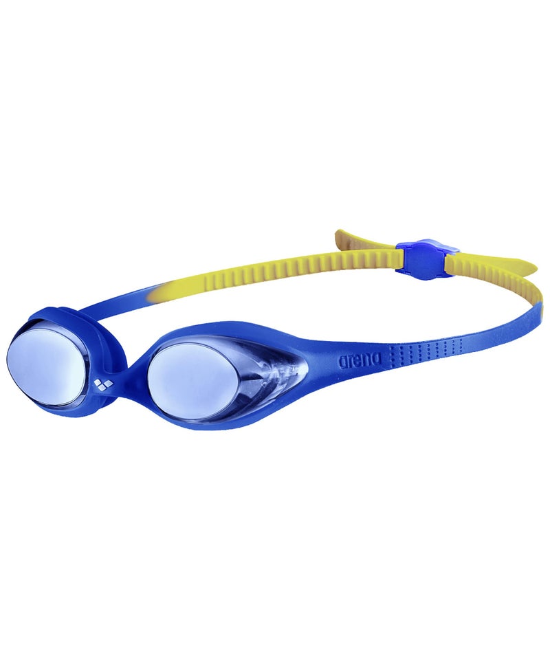 Arena Unisex Youth Spider Junior Swim Goggles Girls and Boys Ages 6 to 12 Anti-Fog Mirror Lens Easy to Adjust Strap No Leak, Blue/Blue/Yellow - Image 1