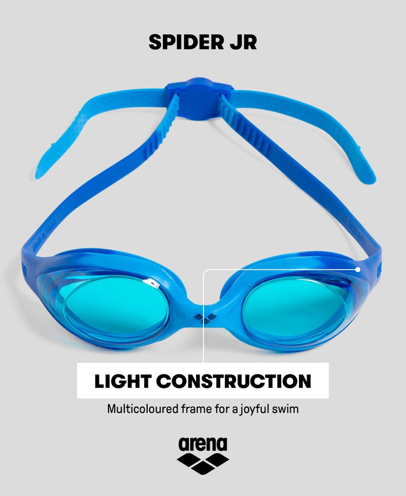 Arena Unisex Youth Spider Junior Swim Goggles Girls and Boys Ages 6 to 12 Anti-Fog Mirror Lens Easy to Adjust Strap No Leak, Blue/Blue/Yellow - Image 3