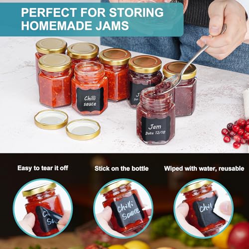 Ritayedet 40 Pack Small Glass Honey Jars with Lids for Wedding Favor, Baby Showers, 3 Oz Airtight Glass Canning Jars with Lids, Candle Jars for Spice, Candy, Jam, Waterproof Stickers - Image 3