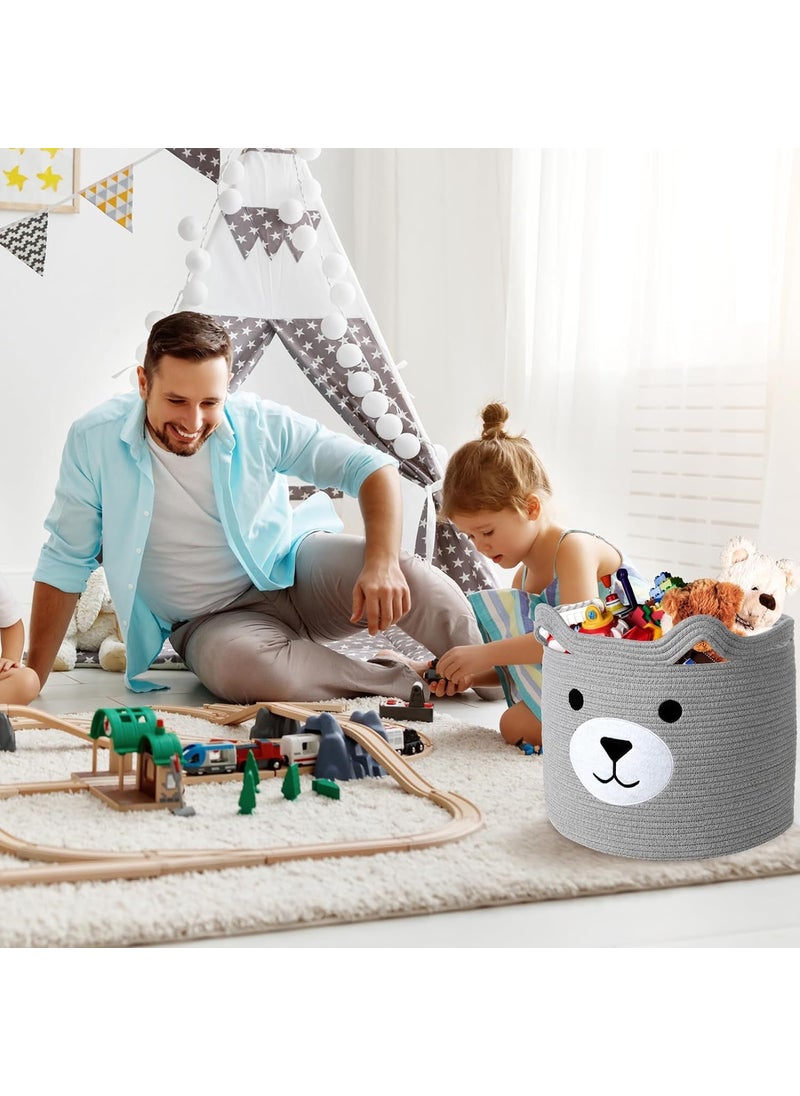 ALBY Alby wown Laundry Hamper Cotton Rope Basket with Handle Baby Laundry Basket for Blankets Clothes Dog Toy Basket Kids Toy Storage Basket for Living Room Laundry 158 D x138 H Gray  - Image 4