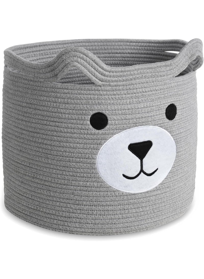 ALBY Alby wown Laundry Hamper Cotton Rope Basket with Handle Baby Laundry Basket for Blankets Clothes Dog Toy Basket Kids Toy Storage Basket for Living Room Laundry 158 D x138 H Gray  - Image 1