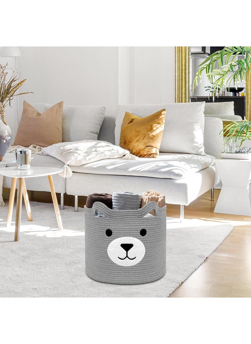 ALBY Alby wown Laundry Hamper Cotton Rope Basket with Handle Baby Laundry Basket for Blankets Clothes Dog Toy Basket Kids Toy Storage Basket for Living Room Laundry 158 D x138 H Gray  - Image 5