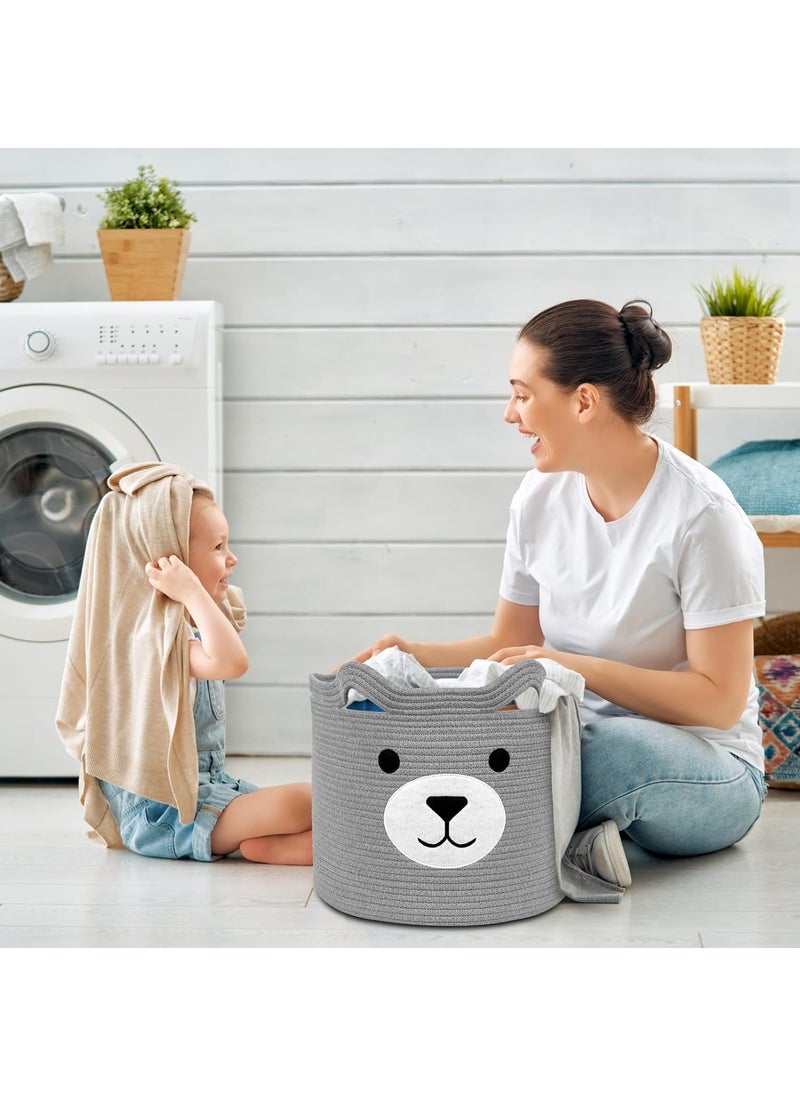 ALBY Alby wown Laundry Hamper Cotton Rope Basket with Handle Baby Laundry Basket for Blankets Clothes Dog Toy Basket Kids Toy Storage Basket for Living Room Laundry 158 D x138 H Gray  - Image 2