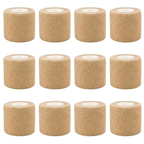 Ruby Q 2" Self Adhesive Bandage Wraps, 12pcs Vet Wraps, Skin Color, 5 Yard Self Adherent Wraps for Sports, Wrist, Ankle and Swelling - Image 1