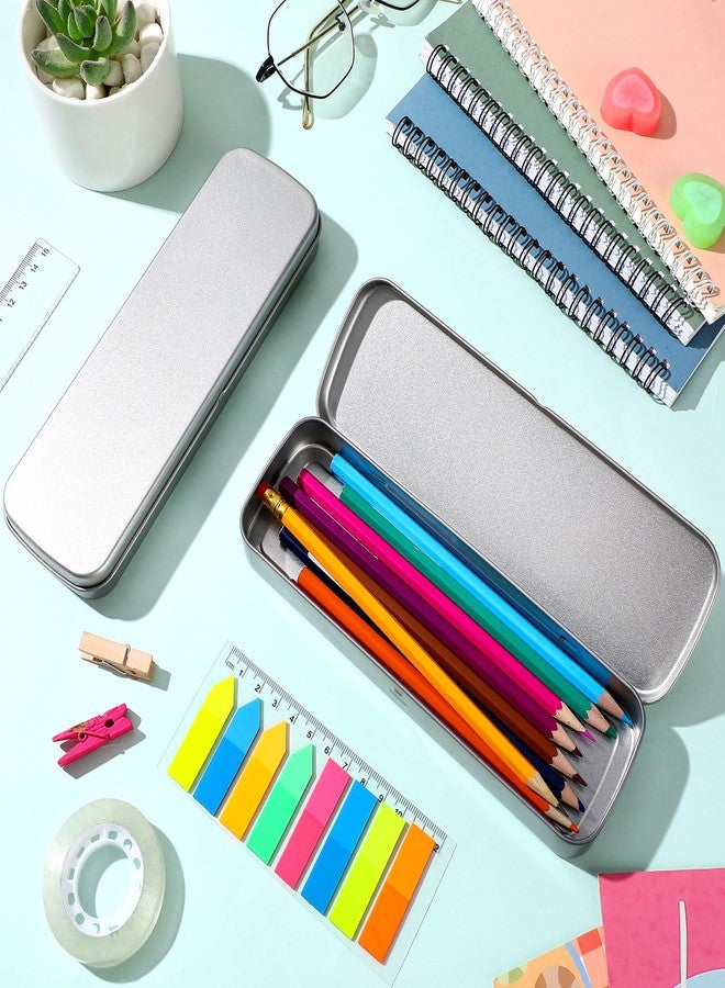 Feifeiya 6 Pcs Tin Pencil Case Metal Pencil Case Empty Hinged Stainless Steel Box Rectangular for Brushes Crayon - Image 2