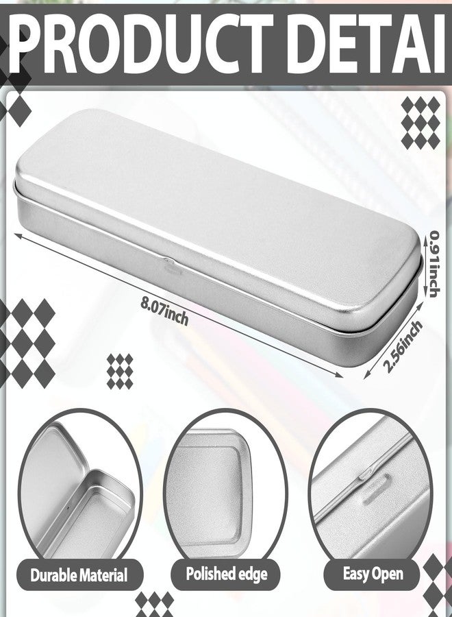Feifeiya 6 Pcs Tin Pencil Case Metal Pencil Case Empty Hinged Stainless Steel Box Rectangular for Brushes Crayon - Image 3