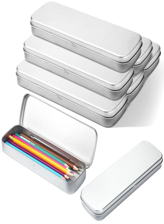 Feifeiya 6 Pcs Tin Pencil Case Metal Pencil Case Empty Hinged Stainless Steel Box Rectangular for Brushes Crayon - Image 1