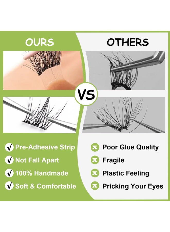 120 Clusters Clear Band Self-Adhesive Eyelashes - No Glue Needed, Sectional Lashes for Natural Look, Easy to Apply, Reusable - Image 3