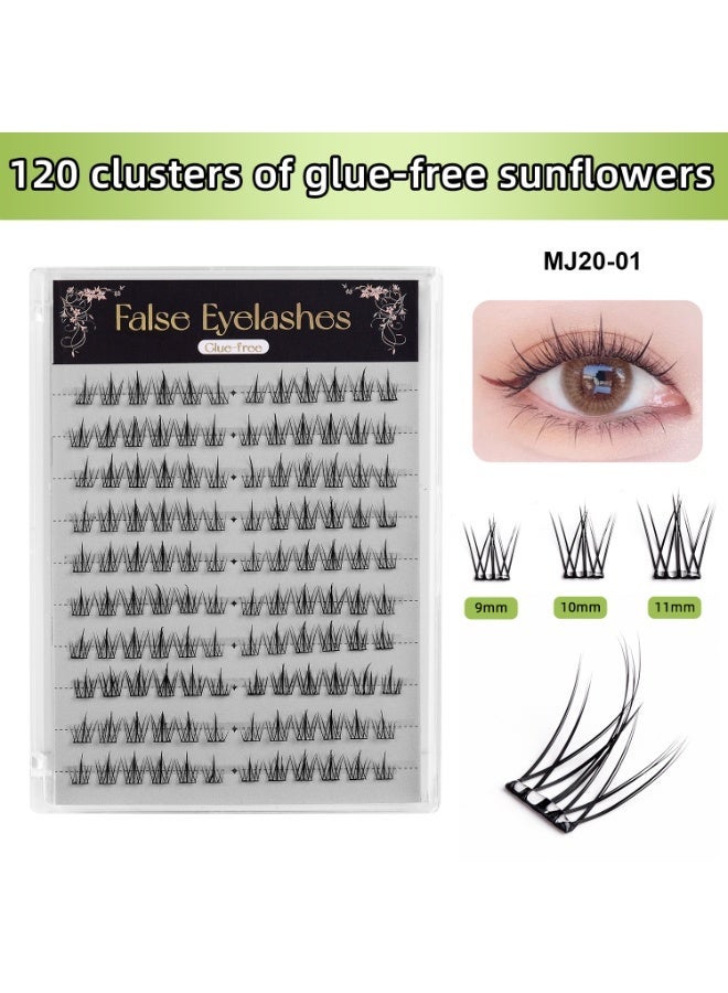 120 Clusters Clear Band Self-Adhesive Eyelashes - No Glue Needed, Sectional Lashes for Natural Look, Easy to Apply, Reusable - Image 2