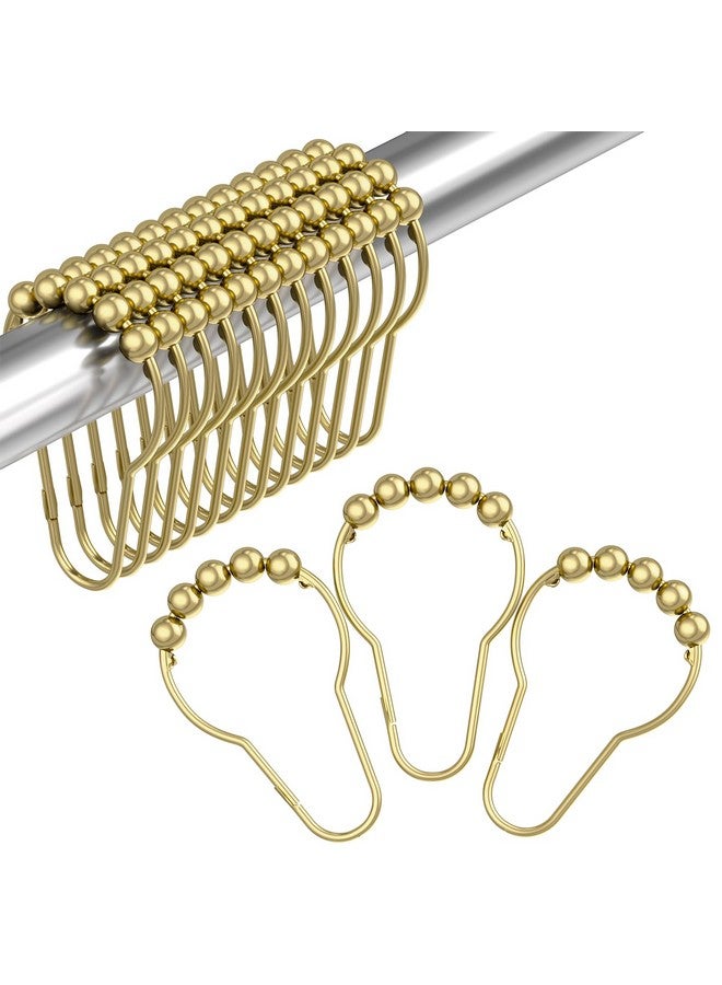 Amazer Gold Shower Curtain Hooks, Amazer Shower Curtain Rings Hooks, 12 Pcs Stainless Steel Shower Hooks for Shower Curtain, Rust Proof Shower Curtain Hooks, Shower Hooks for Curtain Bathroom  - Image 1