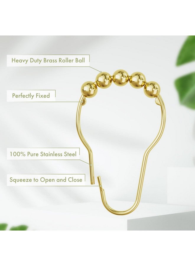 Amazer Gold Shower Curtain Hooks, Amazer Shower Curtain Rings Hooks, 12 Pcs Stainless Steel Shower Hooks for Shower Curtain, Rust Proof Shower Curtain Hooks, Shower Hooks for Curtain Bathroom  - Image 4