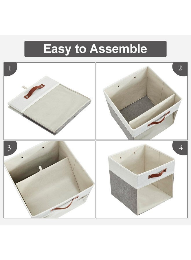Bagnizer Storage Cubes, 4 Pack Linen Foldable Storage Bins (13 x 13 inch) with Clear Window and Handles, Fabric Organizer for Shelf Closet, Clothes, Books - Image 3
