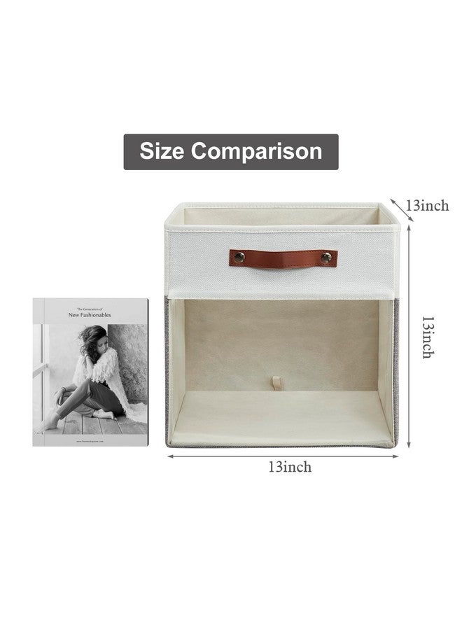 Bagnizer Storage Cubes, 4 Pack Linen Foldable Storage Bins (13 x 13 inch) with Clear Window and Handles, Fabric Organizer for Shelf Closet, Clothes, Books - Image 2