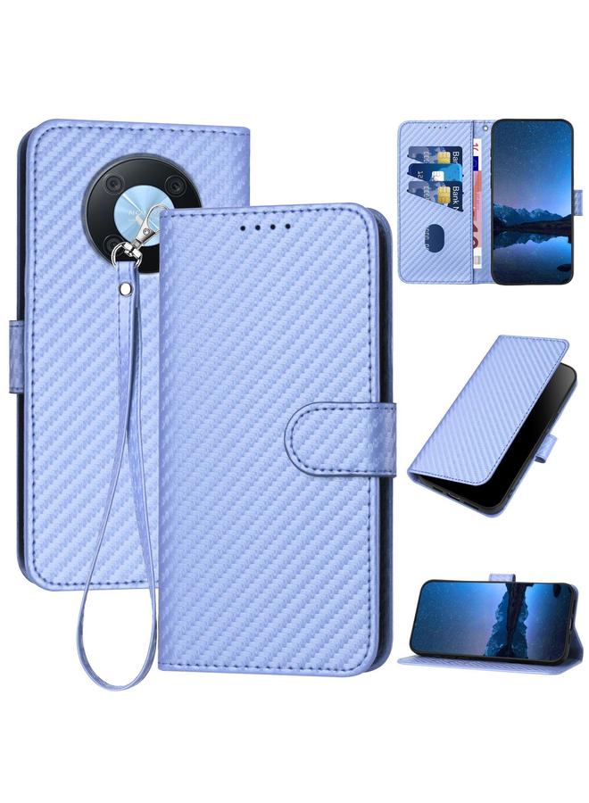 The Bros Case For Huawei Enjoy 50 Pro / nova Y90 YX0070 Carbon Fiber Buckle Leather Phone Case with Lanyard - Image 1