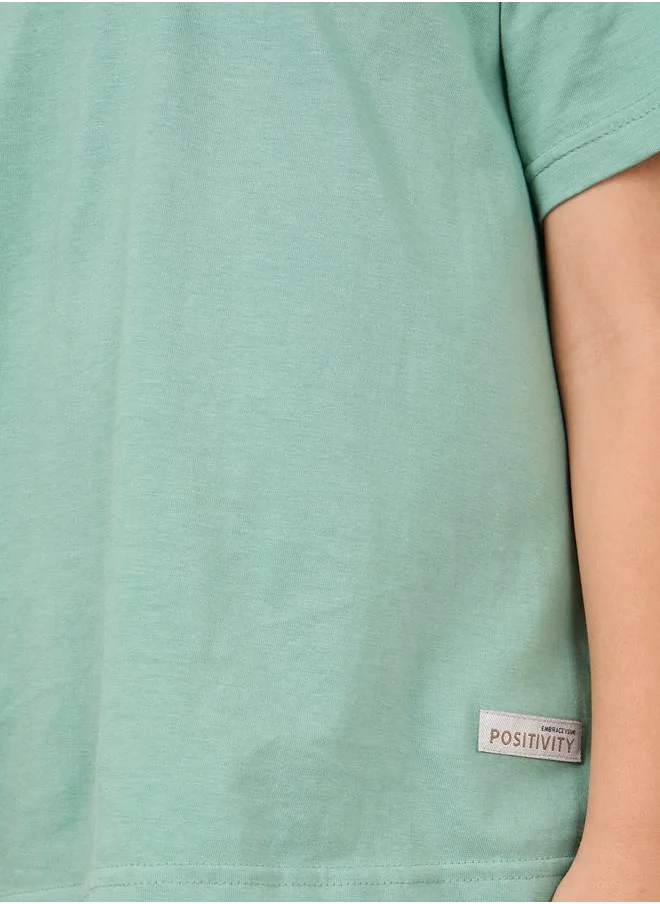 ستايلي Solid Round Neck T-Shirt & Shorts Set