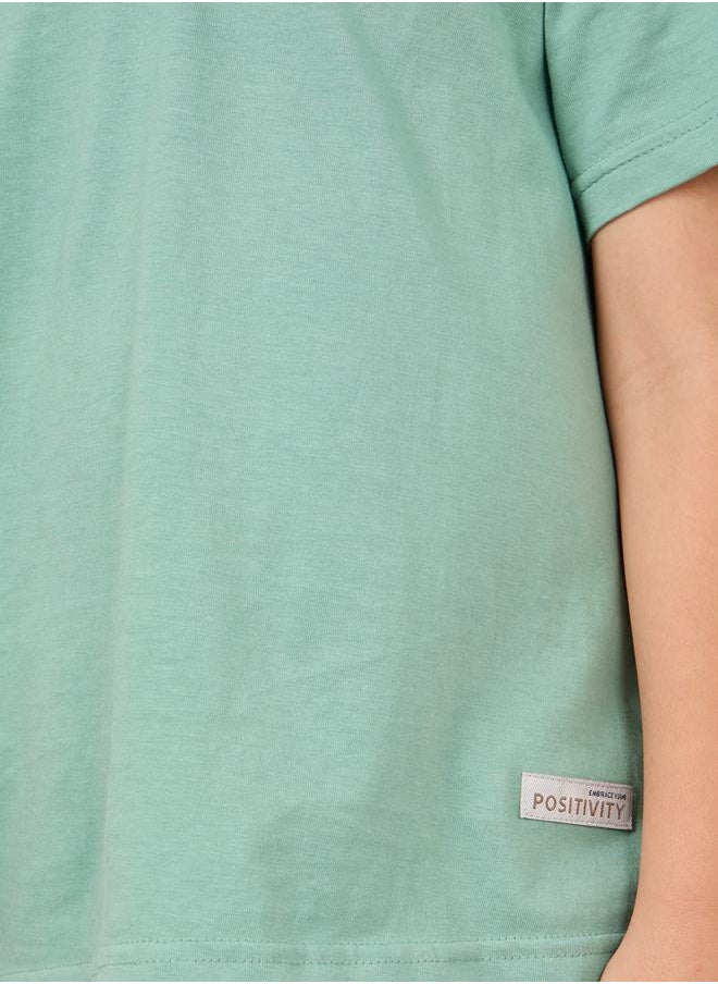 Styli Solid Round Neck T-Shirt & Shorts Set  - Image 3