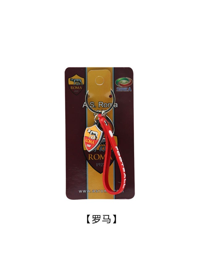 Rome Chelsea Arsenal Liverpool Real Madrid Ball Club Double-sided Pvc Rope Keychain Football Fans Pendant
