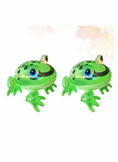 Y&D 2 Pcs Inflatable Frog Toy Foil Balloons Big Green Eye Glowing Animal Themed Party Decoration for Kid Birthday Baby Shower School Supplies  - Image 5