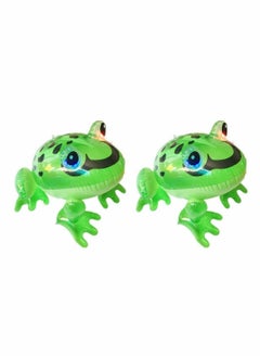 Y&D 2 Pcs Inflatable Frog Toy Foil Balloons Big Green Eye Glowing Animal Themed Party Decoration for Kid Birthday Baby Shower School Supplies  - Image 1
