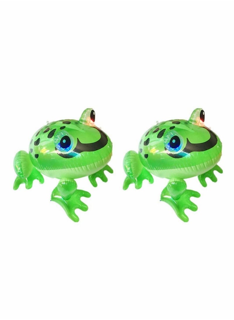 Y&D 2 Pcs Inflatable Frog Toy Foil Balloons Big Green Eye Glowing Animal Themed Party Decoration for Kid Birthday Baby Shower School Supplies  - Image 1