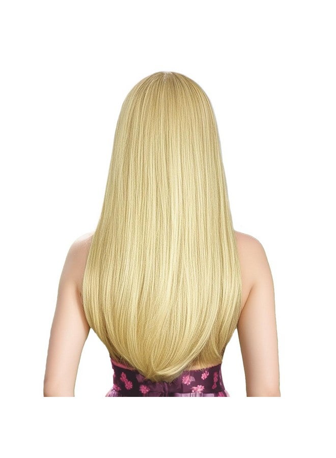إنترانسد ستايلز أنماط Entranced 𝐁𝐥𝐨𝐧𝐝𝐞 𝐖𝐢𝐠 𝐰𝐢𝐭𝐡 𝐁𝐚𝐧𝐠𝐬 شعر مستعار طويل مستقيم للنساء شعر مستعار طبيعي شعر مستعار أشقر صناعي للفتيات يوميا حفلة الهالوين شعر مستعار كوسبلاي 22 بوصة - Image 5