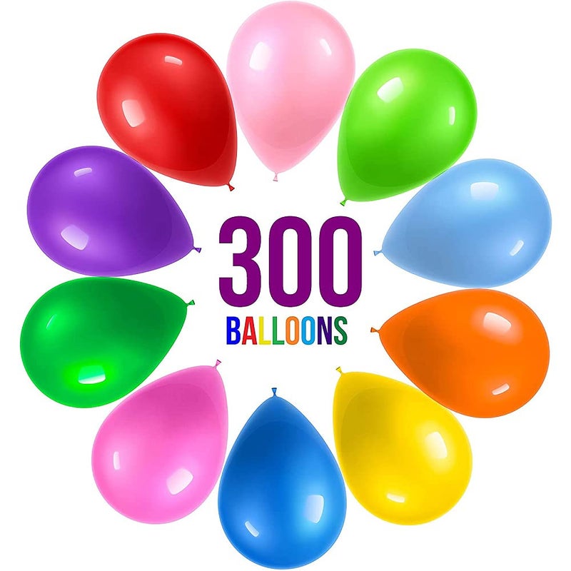 Prextex 300 Party Balloons Assorted Colors, 12 Inch - 10 Rainbow Colors - Bulk Balloons - Bulk Pack of Strong Latex Balloons for Party Decorations, Birthday Parties, Arch Decor - Helium Quality - Image 1