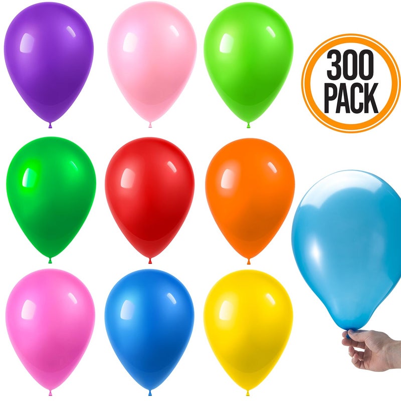 Prextex 300 Party Balloons Assorted Colors, 12 Inch - 10 Rainbow Colors - Bulk Balloons - Bulk Pack of Strong Latex Balloons for Party Decorations, Birthday Parties, Arch Decor - Helium Quality - Image 2