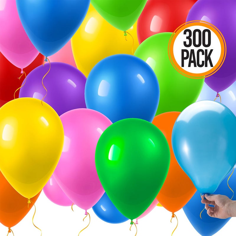 Prextex 300 Party Balloons Assorted Colors, 12 Inch - 10 Rainbow Colors - Bulk Balloons - Bulk Pack of Strong Latex Balloons for Party Decorations, Birthday Parties, Arch Decor - Helium Quality - Image 3