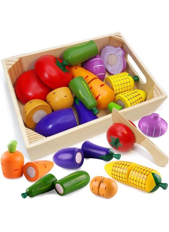 Airlab - Wooden Play Food For Kids Kitchen Toys For Toddlers Cutting Pretend Toy Food Wooden Fruits Vegetables Gift For Boys Girls Educational Toys - Image 1