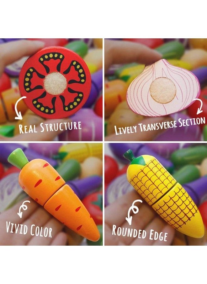 Airlab - Wooden Play Food For Kids Kitchen Toys For Toddlers Cutting Pretend Toy Food Wooden Fruits Vegetables Gift For Boys Girls Educational Toys - Image 1