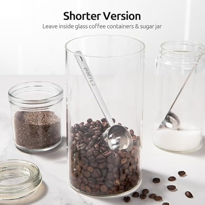 rayihni 108Cm LongHandle Coffee Scoop 188 Stainless Steel Round Tablespoon Scooper Sturdy Metal Meaure Spoon With Smooth Edge For Espresso Powder In High Canister 1530Ml12Tbsp Silver - Image 5