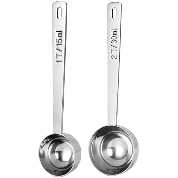 rayihni 108Cm LongHandle Coffee Scoop 188 Stainless Steel Round Tablespoon Scooper Sturdy Metal Meaure Spoon With Smooth Edge For Espresso Powder In High Canister 1530Ml12Tbsp Silver - Image 1