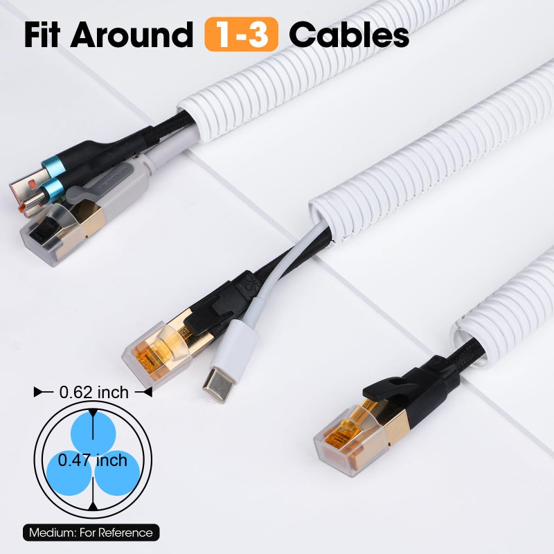 YesBes 50 FT Wire Loom 1/2 Inch, Split Wire Loom Tubing Wire Conduit with Installation Tool, Flexible Wire Protector Tubing â€“ White - Image 2