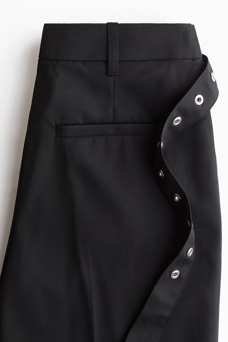 H&M Wool-blend wrap-detail trousers