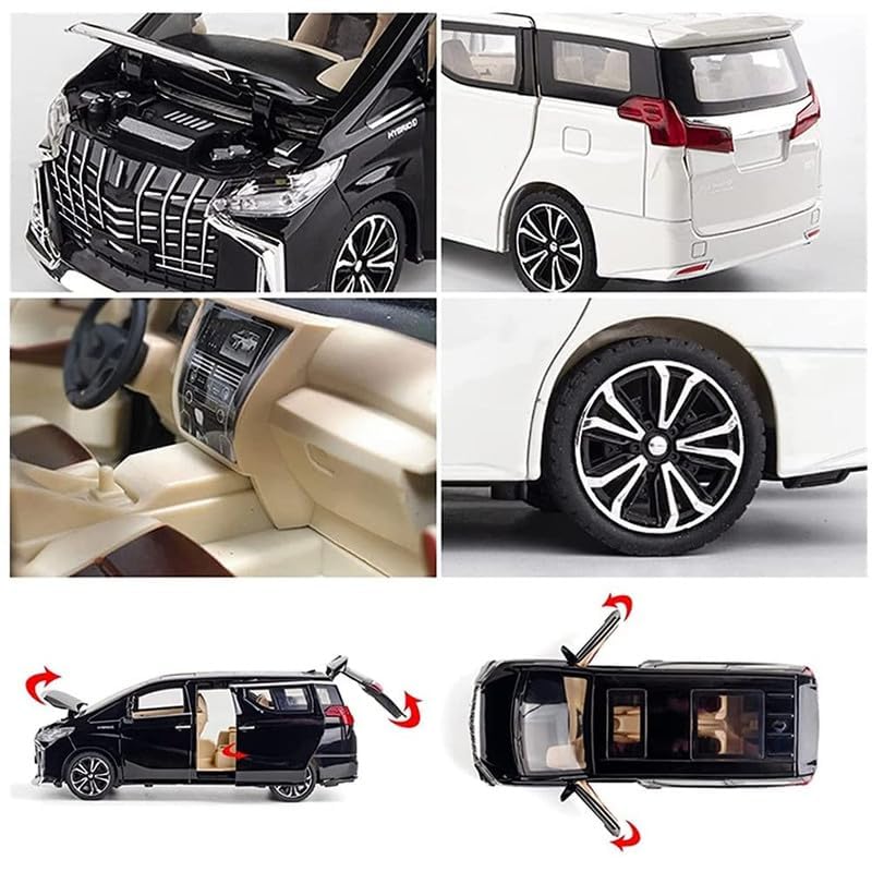 DEOXY Big 1/24 Alphard LM300 Alloy Pull Back Metal Collectible Toy Car with Light and Sound Toy Vehicle Door Can be Opened - Image 4