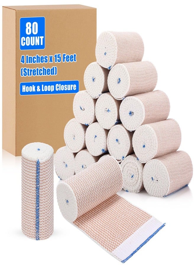 Nuogo 80 Pack 4 Inch Elastic Bandage Wrap Reusable Compression Bandage with Self Closure Athletic Stretchable Wrap for Legs Knees Ankles Wrists Elbows Shoulders Sports Medical Injury Recovery - Image 1
