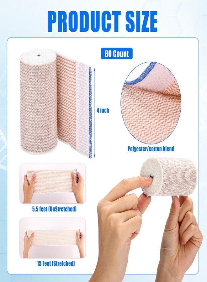 Nuogo 80 Pack 4 Inch Elastic Bandage Wrap Reusable Compression Bandage with Self Closure Athletic Stretchable Wrap for Legs Knees Ankles Wrists Elbows Shoulders Sports Medical Injury Recovery - Image 2
