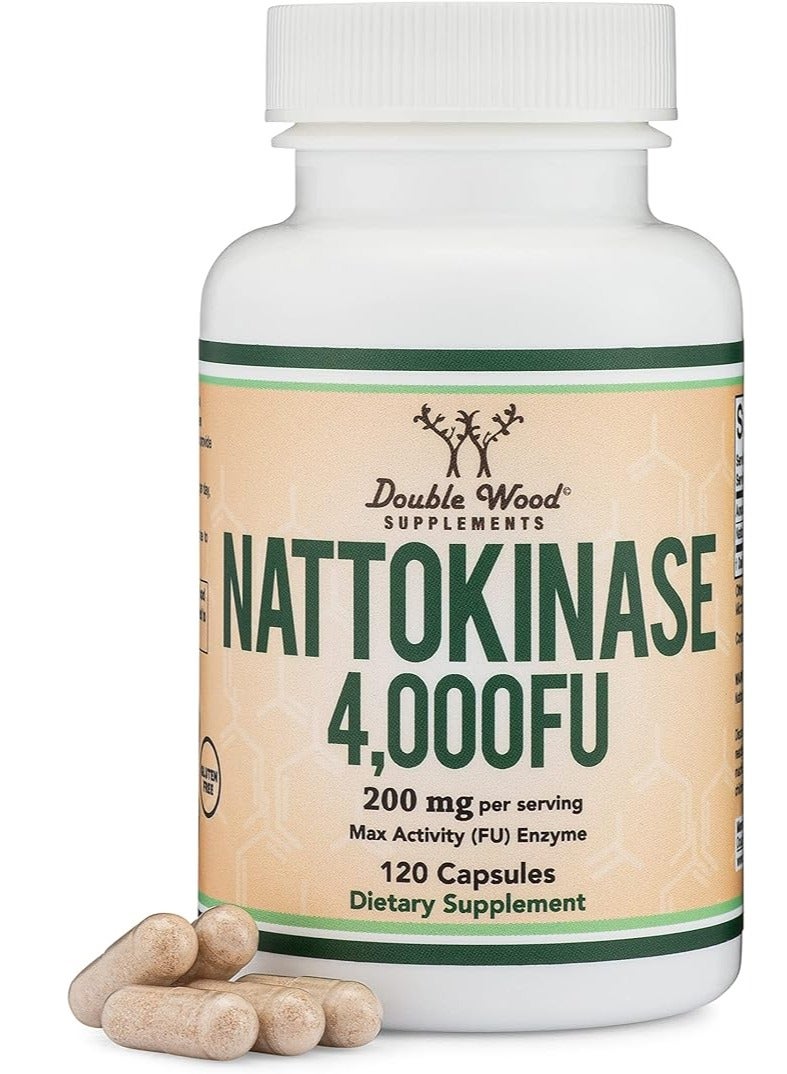 Double Wood Supplements Doublewood Nattokinase Supplement 4,000 FU Servings, 120 Capsules - Image 1