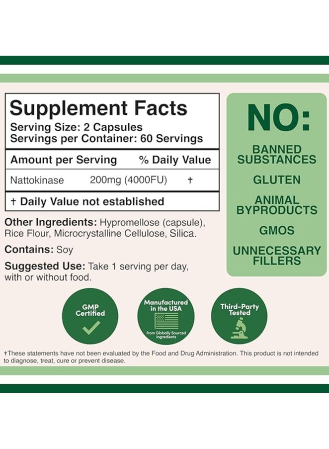 Double Wood Supplements Doublewood Nattokinase Supplement 4,000 FU Servings, 120 Capsules - Image 2