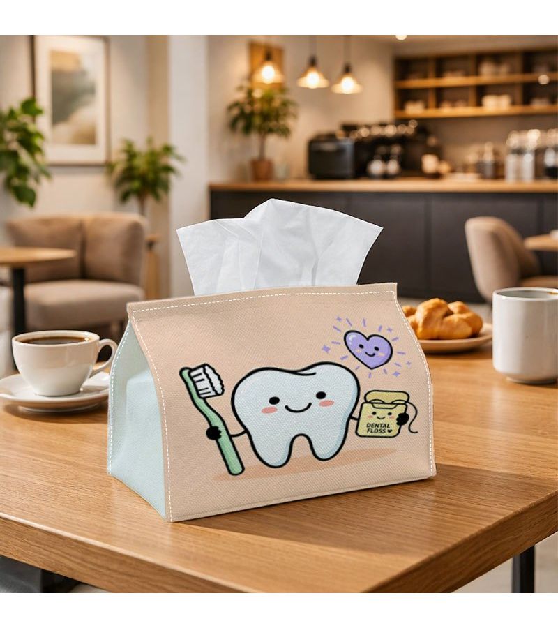 Dental Themed Tissue Box 1pc 9x4.9x6.6in Napkin Dispenser for Home Car Bedroom Table Decor - Image 1