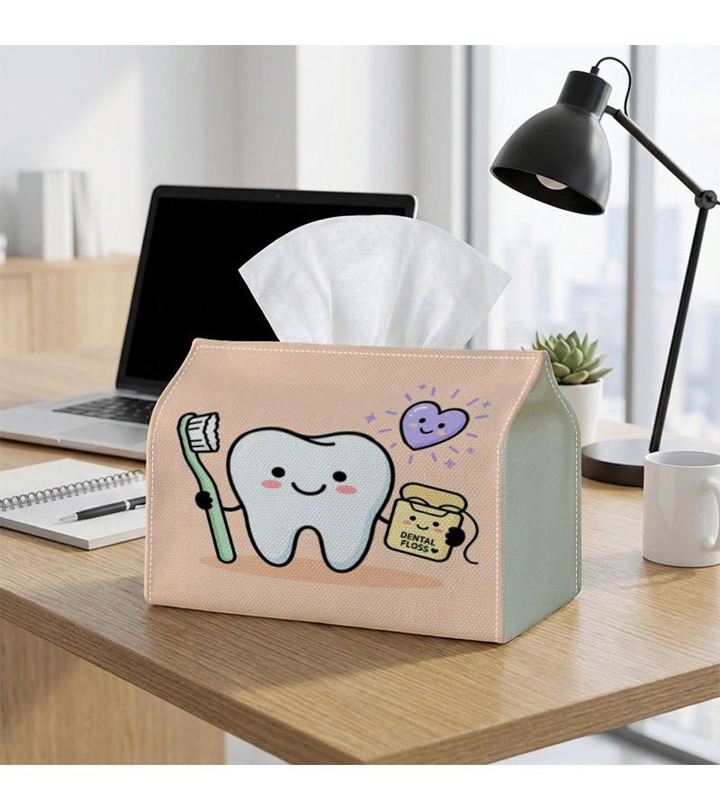 Dental Themed Tissue Box 1pc 9x4.9x6.6in Napkin Dispenser for Home Car Bedroom Table Decor - Image 2