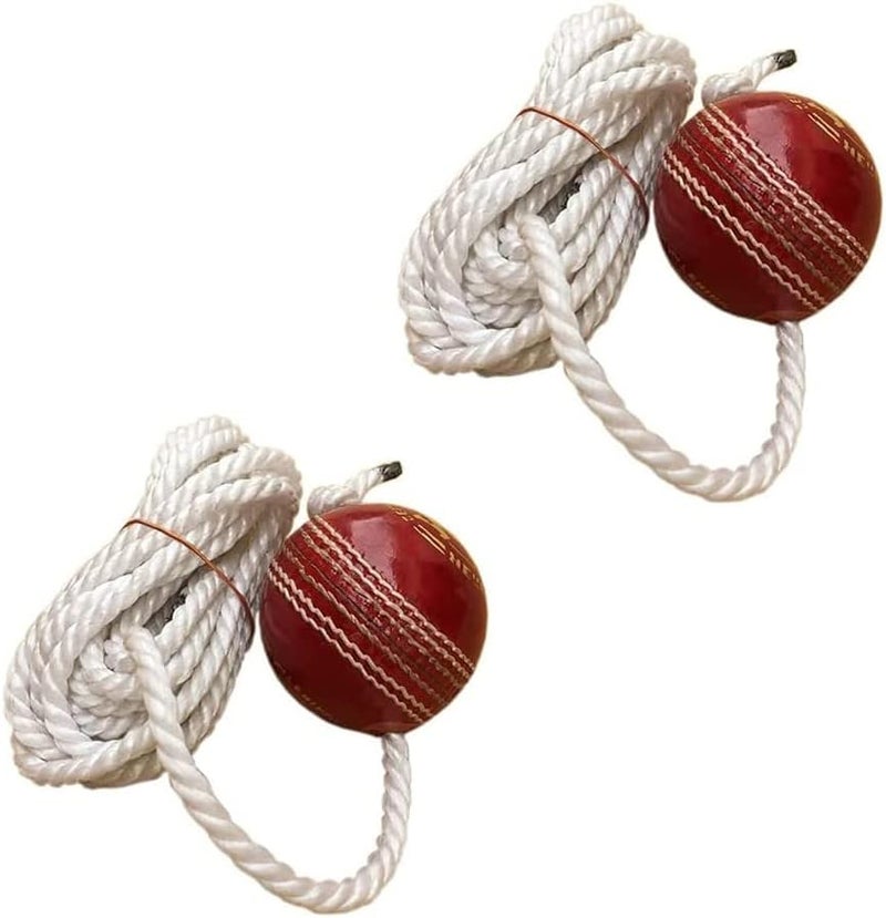 AnNafi ® Hanging Ball for Practice, Knocking & Training | Hanging Season Ball with Rope IBall with a Cord Cricket Hanging Ball Made in India |Sports Leather Match Practice Hanging Cricket Ball Red - Image 1
