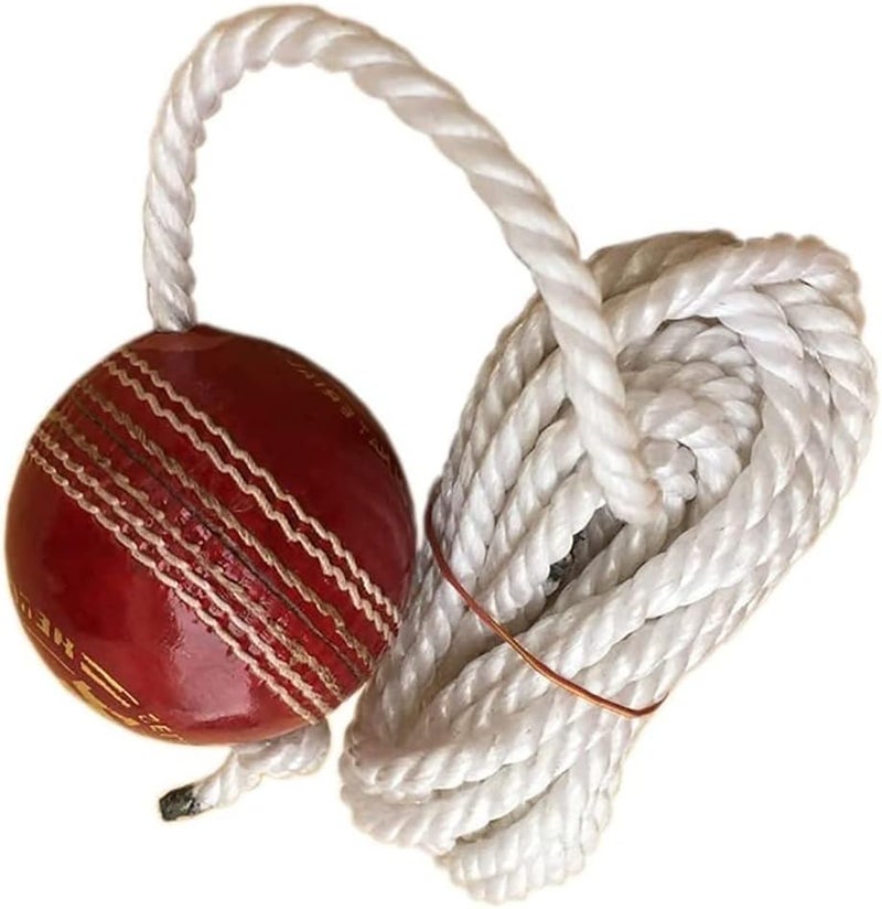 AnNafi ® Hanging Ball for Practice, Knocking & Training | Hanging Season Ball with Rope IBall with a Cord Cricket Hanging Ball Made in India |Sports Leather Match Practice Hanging Cricket Ball Red - Image 3